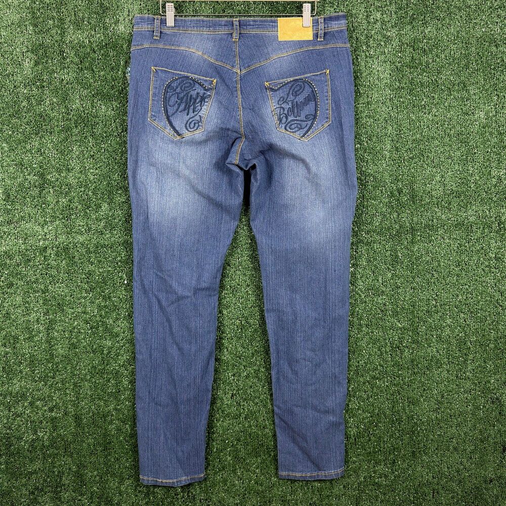 NWT Apple Bottoms Women's Jeans Size 16W Blue Denim Mid Rise Stretch Skinny Logo